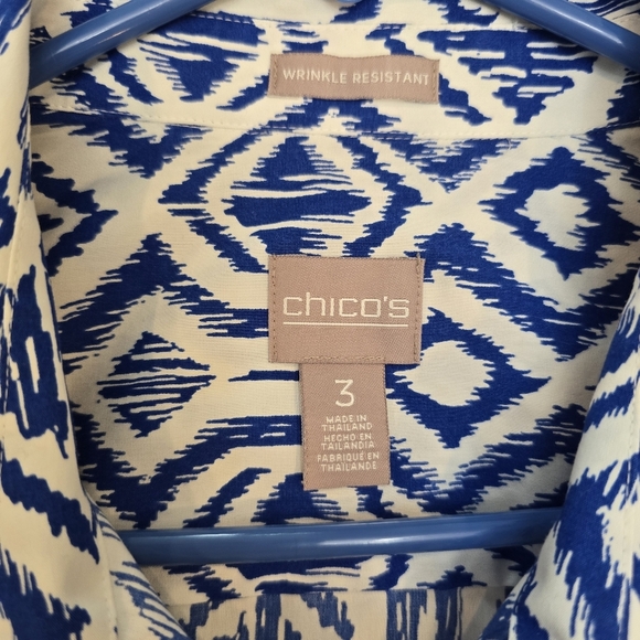 Chicos Xl Geometric Print Women's Top 3/4 Sleeve - Picture 5 of 12